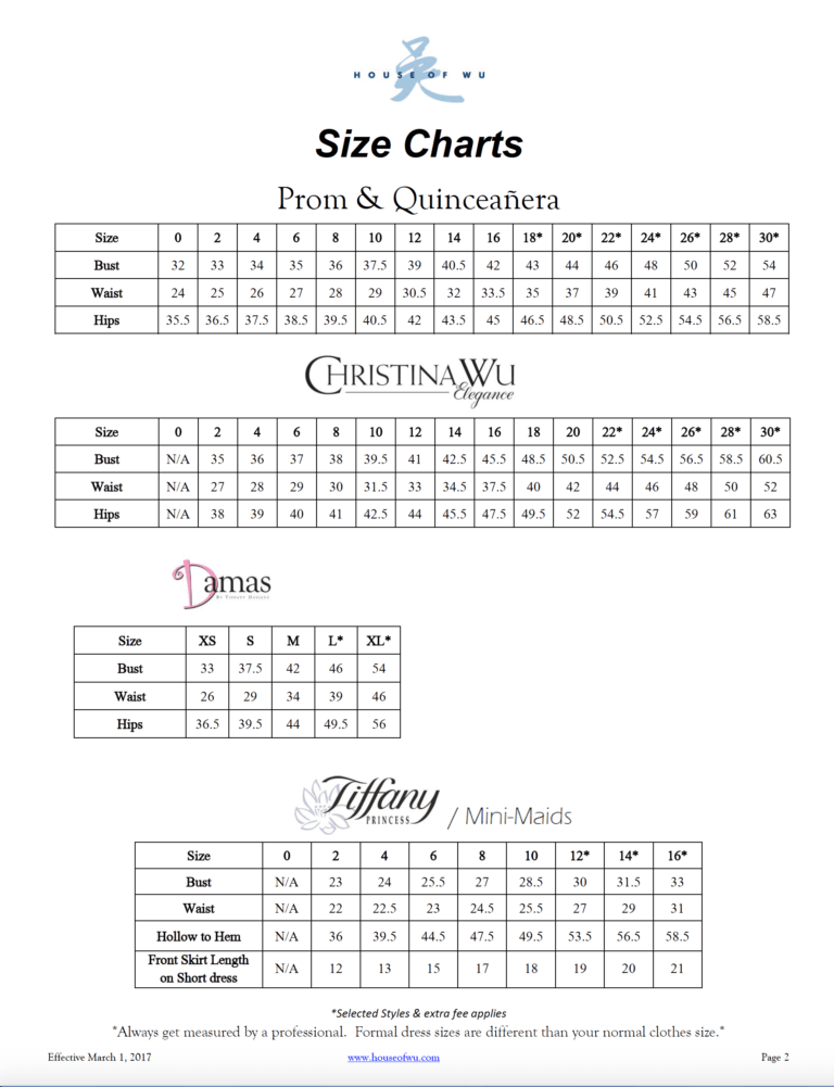 Couture Size Chart