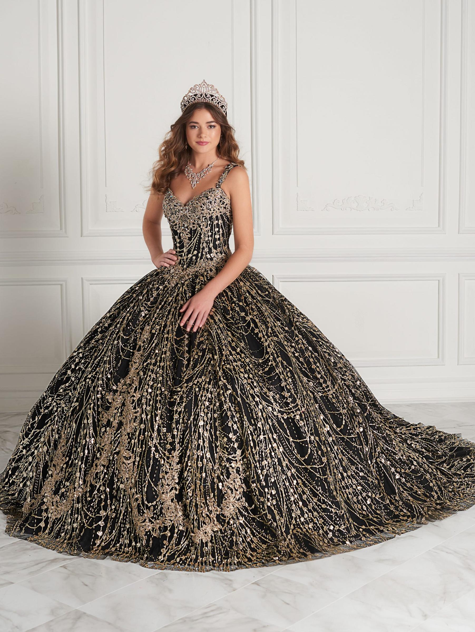 black and gold quinceanera